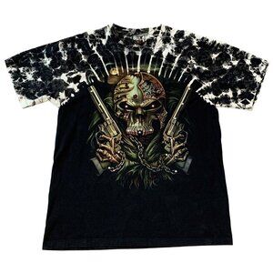Vintage Skull Shirtz Mens Tee Shirt Short Sleeves Studded Graphic Black Size XL